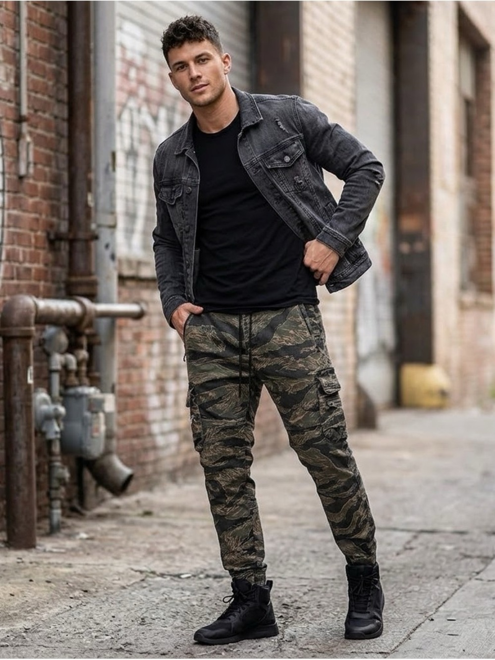 HYPER DENIM Men’s Large Tiger Camo Cargo Pants